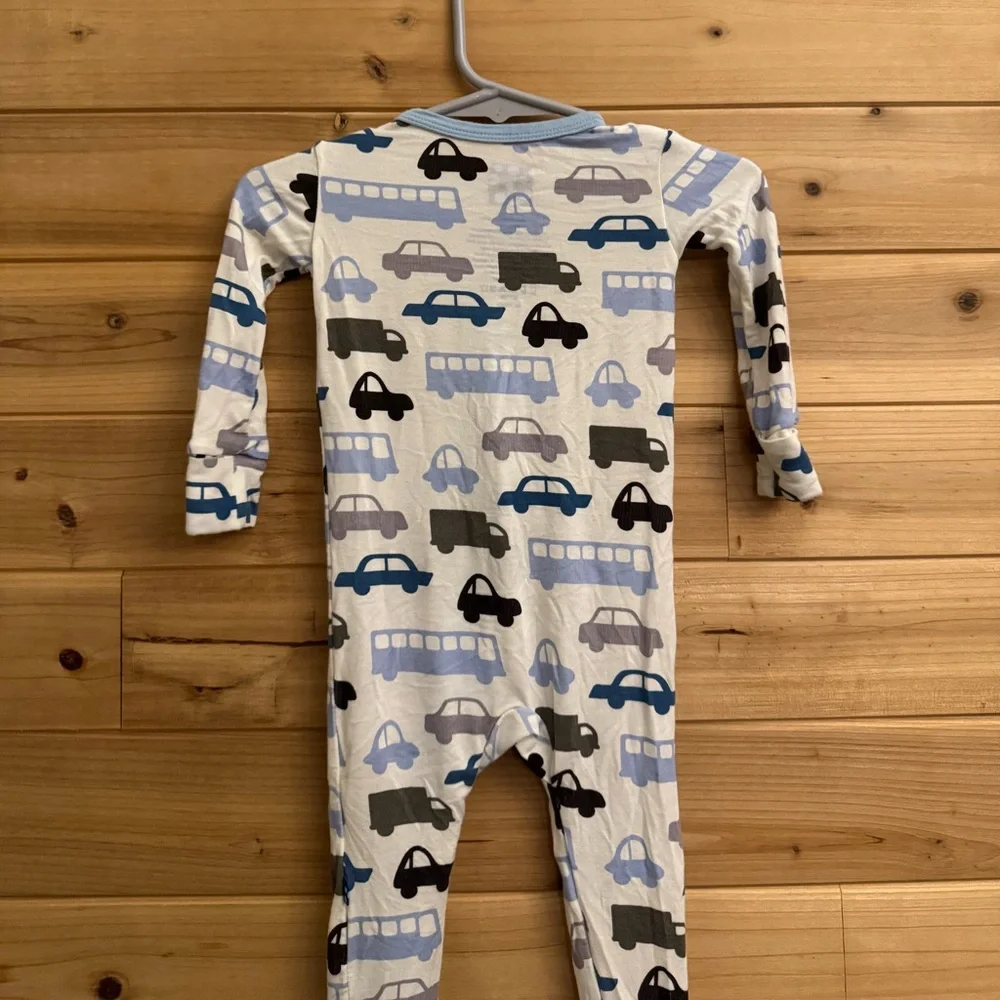 Kickee Pants Size 9-12 Months Car Zipper Bamboo Stretchy Footie Pajamas